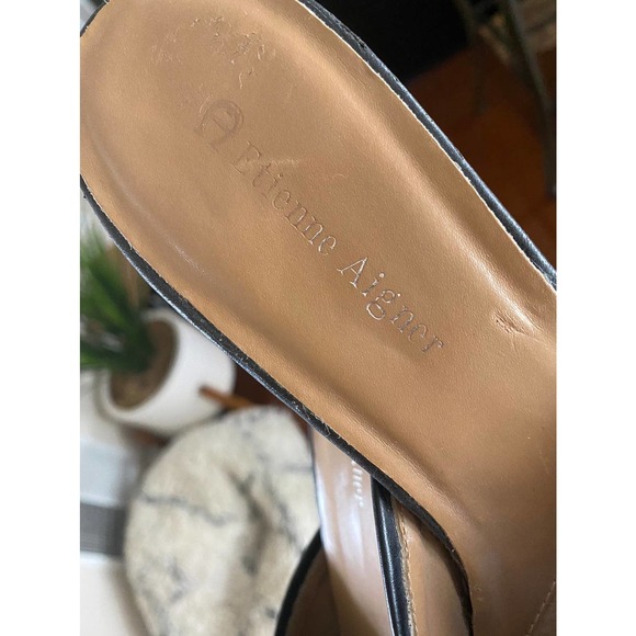 Black square toe mules with low heel - Picture 7 of 10